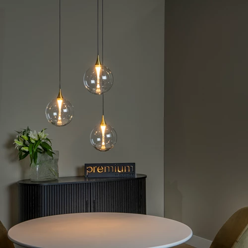 Lucide GISELA - Suspension - Ø 36 cm - LED Dim. - 3x4,3W 2700K - Transparent | Premium - ambiance 1